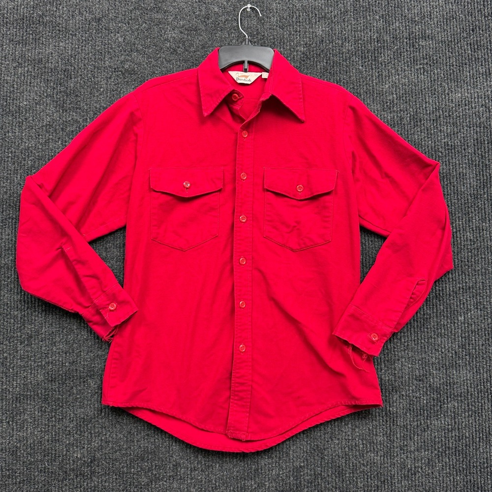 Duxbak Button Up Shirt Mens M Medium Red Long Sleeve Outdoor Workwear